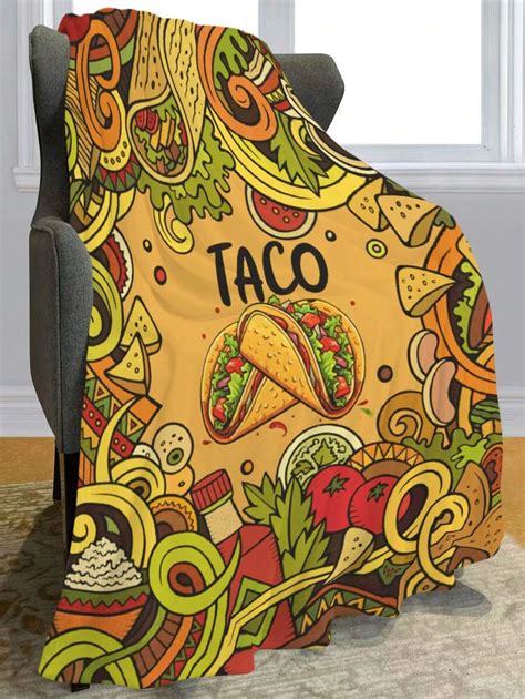1pc High Definition Digital Print Taco Pattern Blanket For Air ...