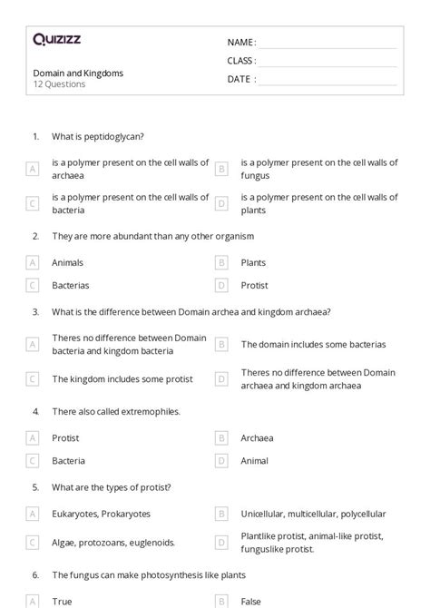 50+ bacteria and archaea worksheets for 11th Class on Quizizz | Free ...