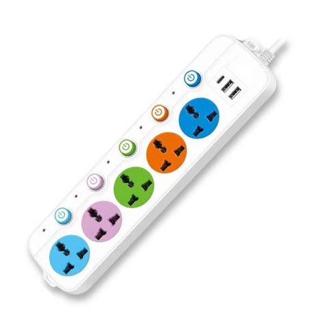 Buy Coconut EB03, 5 Sockets, USB & Type-C, 3m Cable, LED & Switch ...