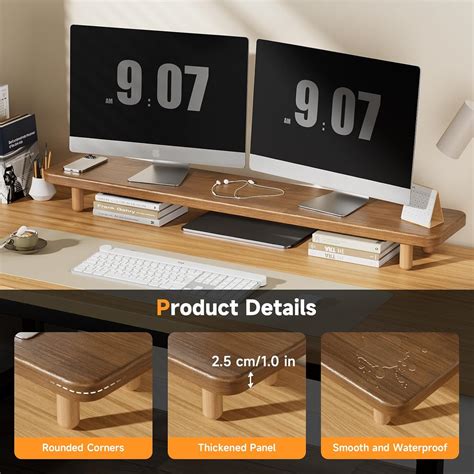 NestNeat Dual Monitor Stand - 39Inch Large Wood Monitor Stand India | Ubuy
