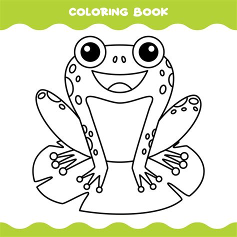 Coloring Page With Cartoon Frog 15391903 Vector Art at Vecteezy
