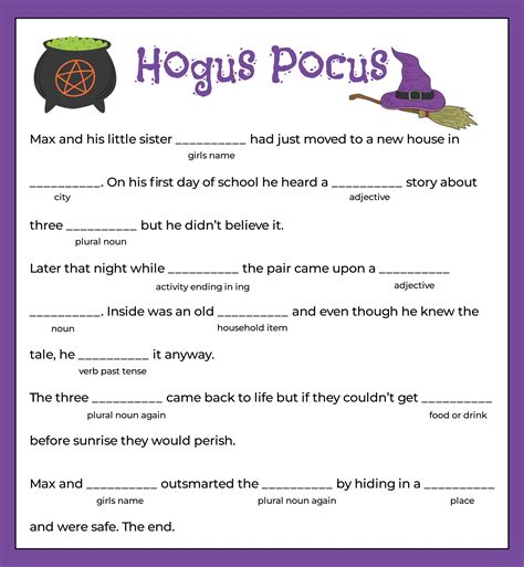 Printable Halloween Mad Lib - Printable JD