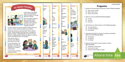 "Un equipo ganador" - Comprensión lectora (teacher made)