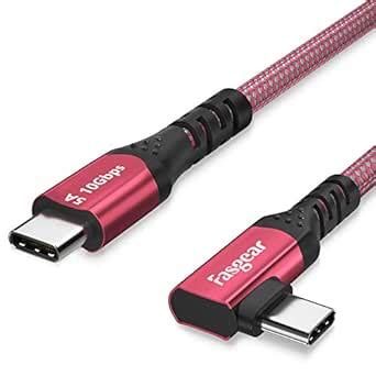 USB C to USB C 3.1 Gen 2 Cable 6ft 90-Degree Fasgear Type C 100W Cord ...