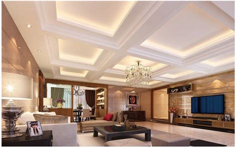 WHITE COFFER CEILING WITH COVE LIGHTING Living Room Ceiling, Home ...