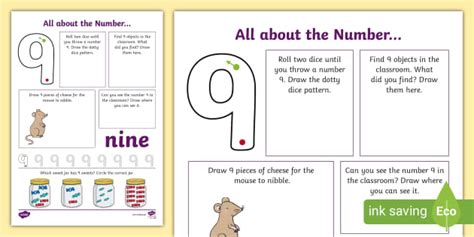 All About the Number 9 Worksheet