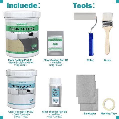 Buy NADAMOO Two-part Floor Coating Kit with Polyurethane Sealer, Home ...