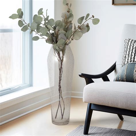 Tall Glass Vase for Home Decor - Clear Frosted Decorative Flower Vase ...