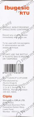 Buy Ibugesic Rtu 400 MG/100ML Solution For Infusion (100) Online & Save ...