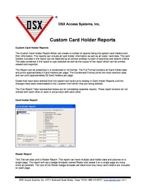 Fillable Online Custom Card Holder Reports - DSX Access Systems, Inc ...