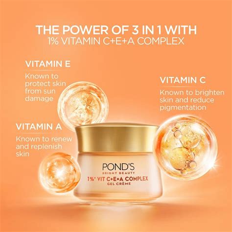 Ponds Bright Beauty 1% Vit C+E+A Complex Gel Creme 50g – KartWalk