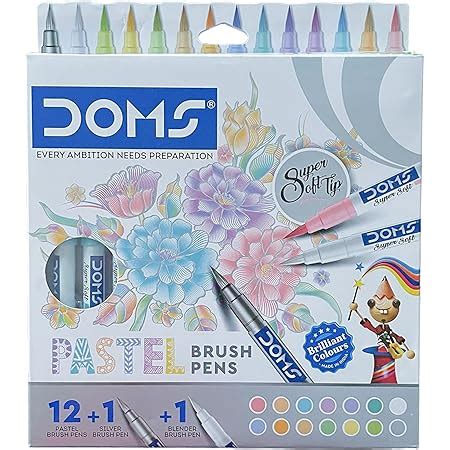Doms Pastel Brush Pens (14 Shades | 12 + 1 + 1) (Pack of 1) : Amazon.in ...
