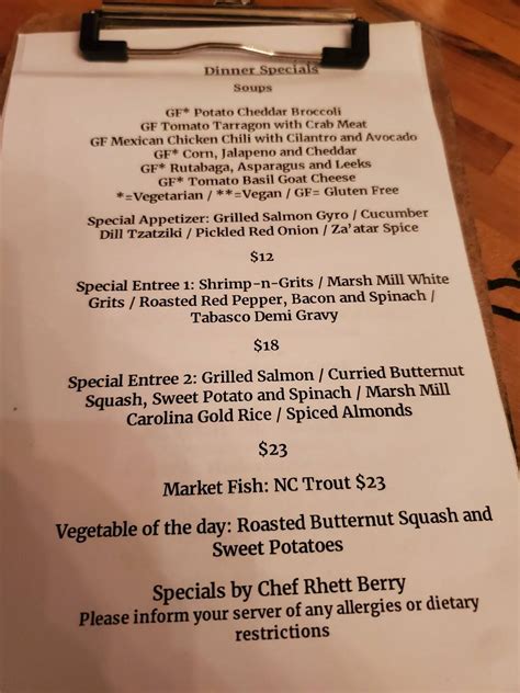 Menu at Five Loaves Cafe, Summerville, 214 N Cedar St