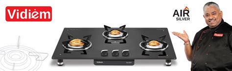 Buy Vidiem Air Silver 3 Burner Frameless Glass Cooktop Online