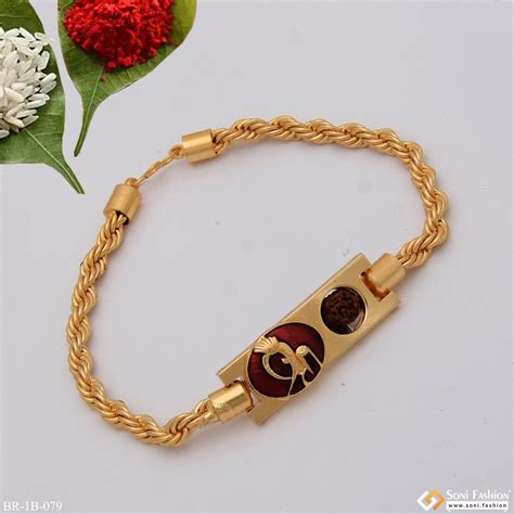 Shree with bead high-quality gold plated rakhi bracelet for men - style ...