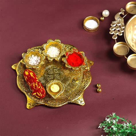 CraftVatika Pooja Thali with Diya for for Diwali Poojan,Pooja Room ...