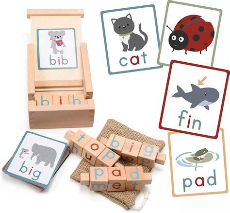 Buy Wooden Reading Blocks Montessori Toy for Toddlers - Preschool ...