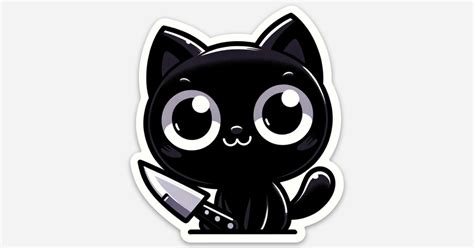 Cute black cat w/ knife sticker - 2.69"×3" by JoAnna Sorosiak | Die cut ...