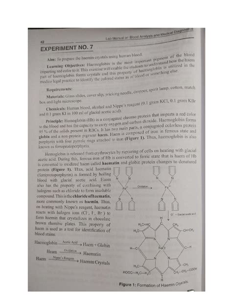 Preparation and Significance of Haemin Crystals in Blood Analysis - Studocu