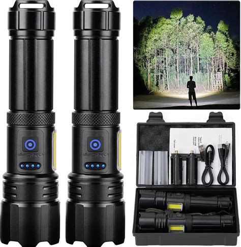Sigoobal Rechargeable Flashlight, 2 Pack 900000 High Lumens Super Bright Flash Light, 7 Modes ...