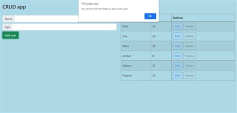 Crud JavaScript 的图像结果