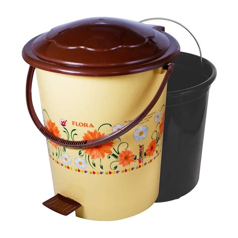 Buy WONDER Pedal 606 Printed Plastic Pedal Dustbin with Inner, for Home ...