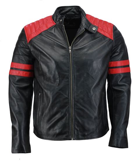 Men’s Black and Red Biker Leather Jacket – AlexGear