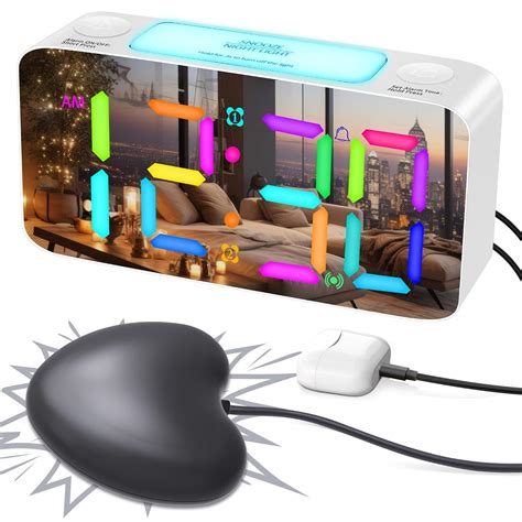 Buy Zpincsipo Vibrating RGB Alarm Clock for Heavy Sleepers Adults, Loud ...