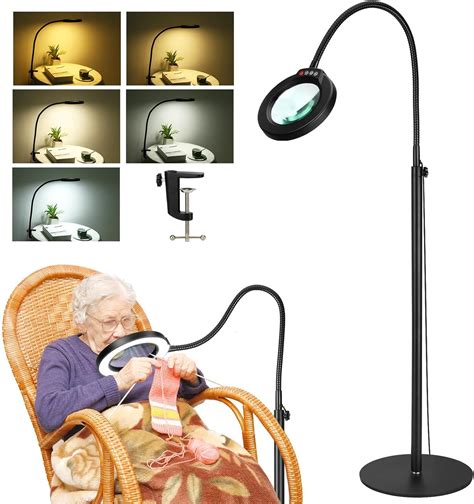 8X Magnifying Glass with Light and Stand, Krstlv 24" Flexible Gooseneck ...