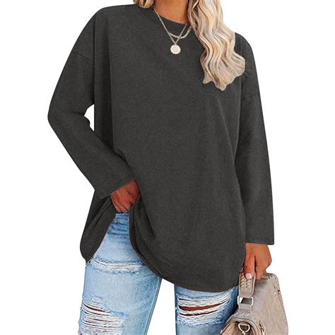 Zunfeo Plus Size Tops for Women Long Sleeve Fall Tops Casual Loose Tunic T Shirts S-5XL ...