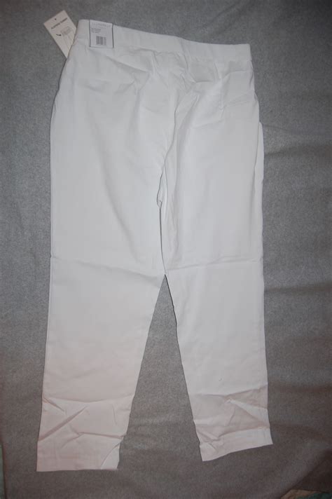 Womens WHITE DRESS PANTS Flattens Tummy PULL ON Tailored STRETCHY 1X ...