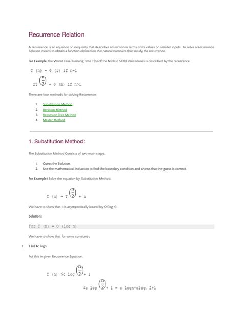 Image result for Recurrence Relation