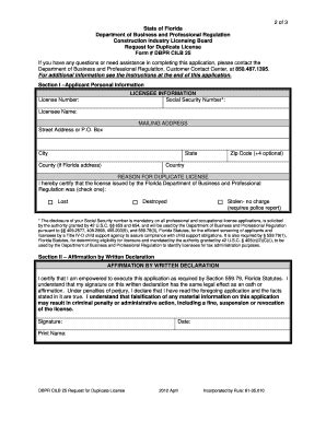 Fillable Online 1 of 3 State of Florida Department of Business and ...