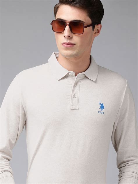 U S Polo Assn Men Off White Polo Collar Slim Fit T-shirt - Price History