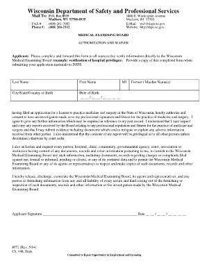 Fillable Online dsps wi fm571 Authorization and waiver Med Board.doc ...