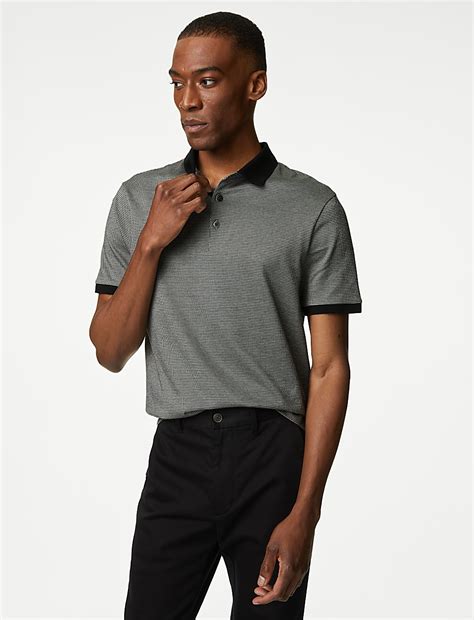 Buy Pure Cotton Textured Polo Shirt at Marks & Spencer