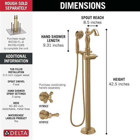 Delta Cassidy Champagne Bronze 2-handle Freestanding Mid-arc Bathtub ...