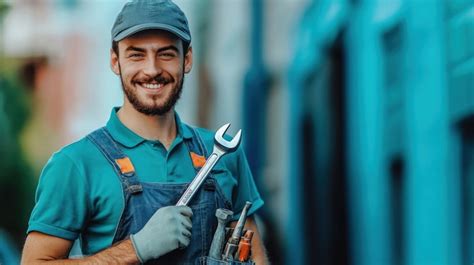 Smiling mechanic holding wrench | Premium AI-generated image