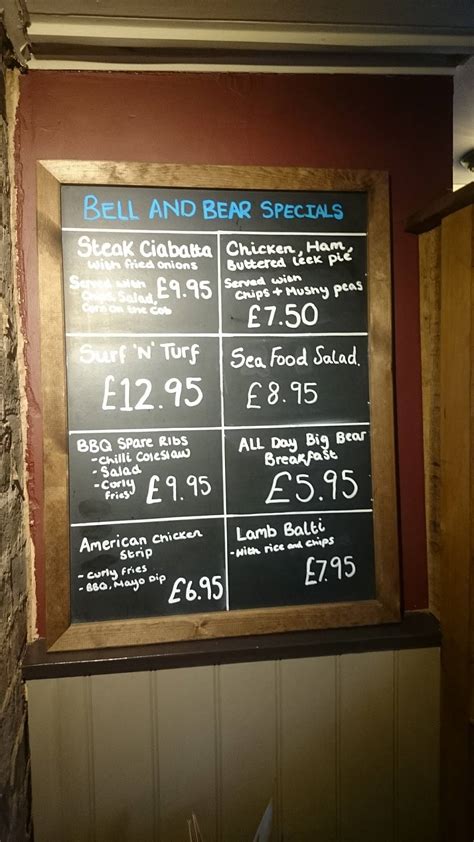 Menu at Bell & Bear Inn pub & bar, Rowley Regis