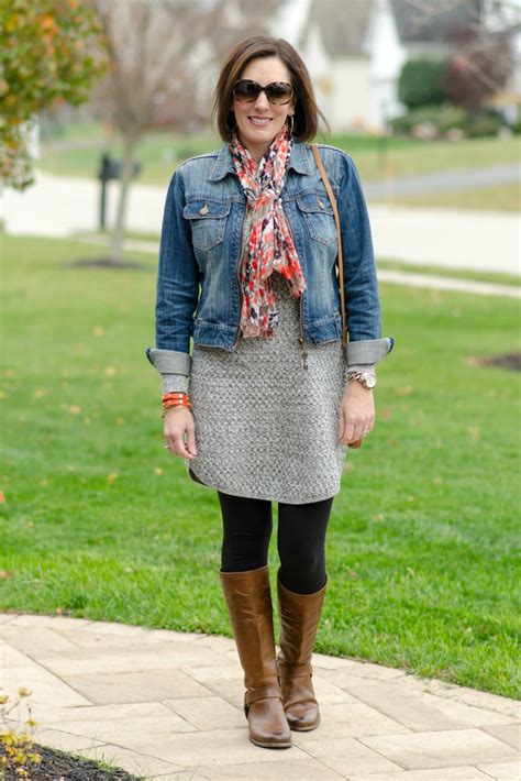 What I Wore: Sweater Dress + Denim Jacket | Jo-Lynne Shane | Outfits ...