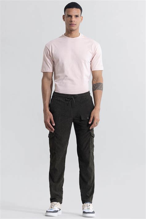 Buy Men's Cullin Olive Corduroy Cargo Pant Online | SNITCH