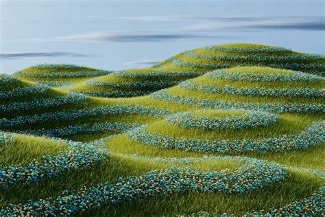 A painting of blue flowers growing on a grassy hill photo – Wallpaper Image on Unsplash - painting of blue flowers