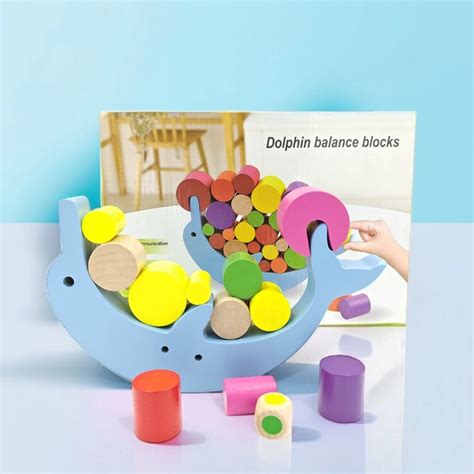 Dolphin Balance Wooden Blocks - Brainy Bugs
