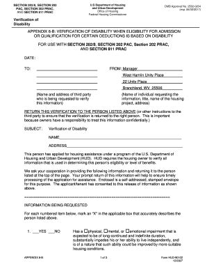 Fillable Online APPENDIX 6-B: VERIFICATION OF DISABILITY WHEN Fax Email ...