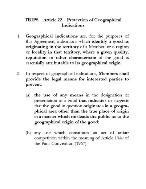 Class 22handout - Summary of GI - TRIPS—Article 22—Protection of ...