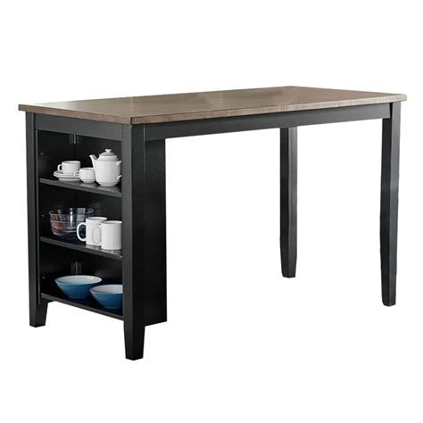 36 Inch Counter Height Table with Shelves, Brown and Black - Overstock