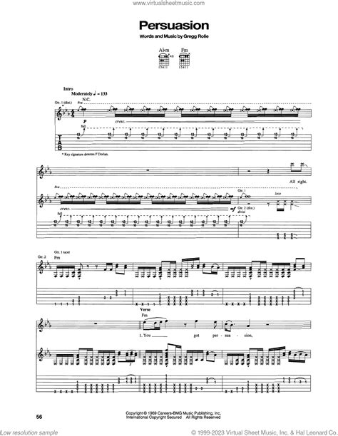 Persuasion sheet music for guitar (tablature) (PDF)