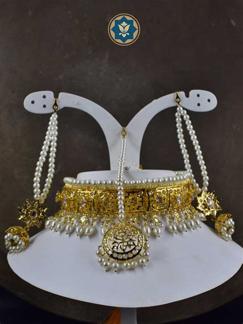 Traditional Hyderabadi Choker Set - 6ct Gold Plated with Faux Pearls ...