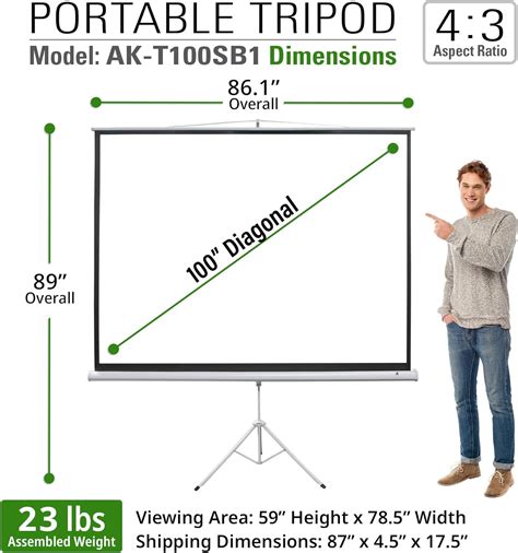 Akia Screens 100-inch HD Tripod Projector Screen India | Ubuy