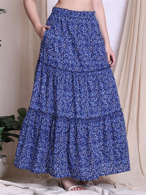 Pure Cotton Floral-Printed Maxi Skirt with Side Pocket – NEUDIS Store